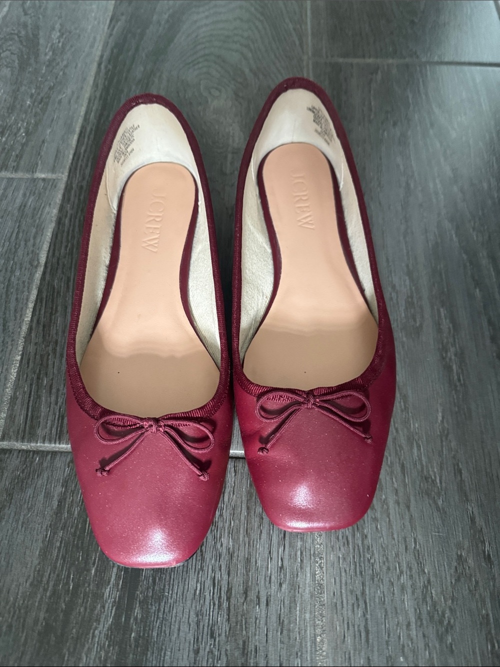 J. Crew Women's Burgundy Leather Ballet Flats